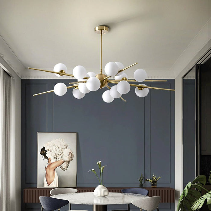 MIRODEMI® Glass Ball Pendant Luxury LED Chandelier for Living room, Bedroom, Dining room Cool light / Gold / 12 heads