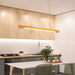 MIRODEMI® Natural Wood Linear Bar Chandelier for Dining Room, Kitchen Cool light / L120.0cm / L47.2"