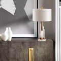 MIRODEMI® Marble LED Light Modern Fabric Lampshade Table Lamp