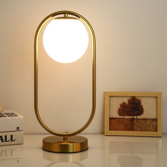 MIRODEMI® Modern Brass Glass Round Ring LED Bedside Reading Table Lamp