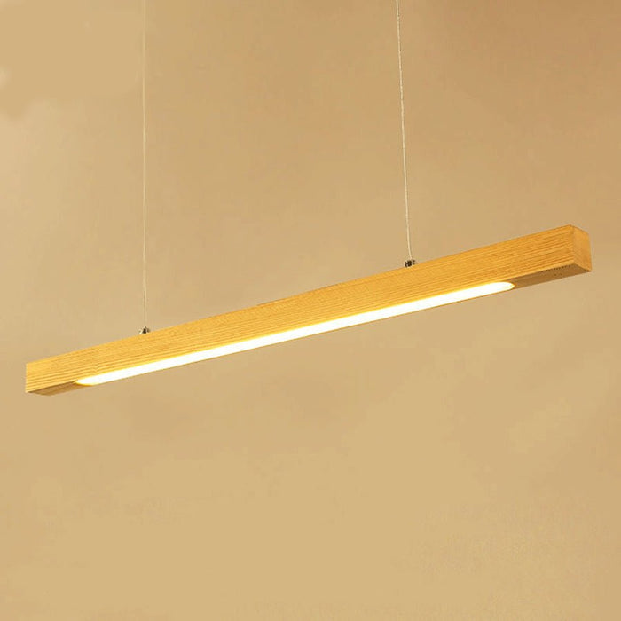 MIRODEMI® Natural Wood Linear Bar Chandelier for Dining Room, Kitchen