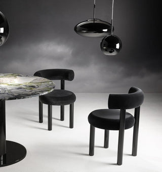Fabric dining chair with fabric upholstery, minimalist modern