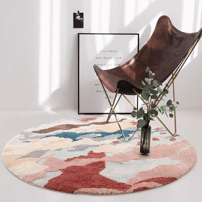 Round shaped polyester 3D pattern floor decoration area rug