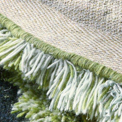 Green series little forest round shaped 3D pattern handmade wool blending rug
