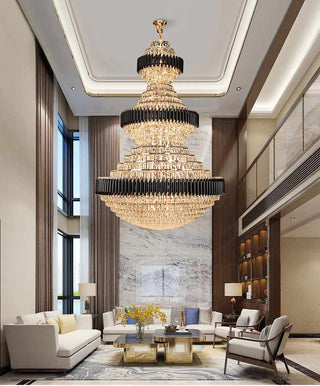 Grand crystal chandelier for a staircase or lobby ceiling