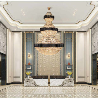 Royal-design crystal chandelier for a luxury living room