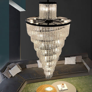 Frosted glass black chandelier for a staircase