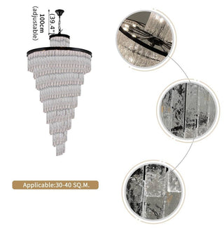 Modern black chandelier for a staircase