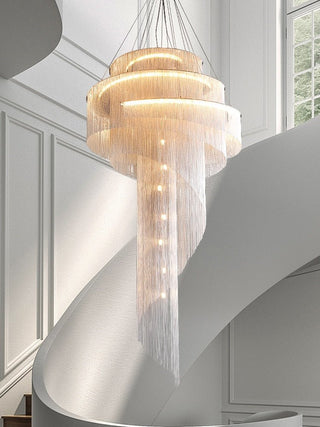 Silver and gold chain chandelier for the living room