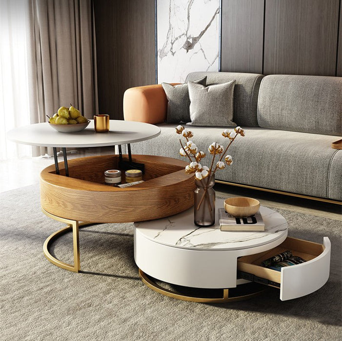 Modern Nesting Alva Lift Top Coffee Table with Sintered Stone Top