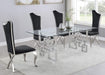 Glass Dining Table with Clear Tempered Glass Top and Gold Mirror Finish