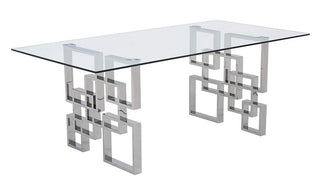 Glass Dining Table with Clear Tempered Glass Top and Gold Mirror Finish