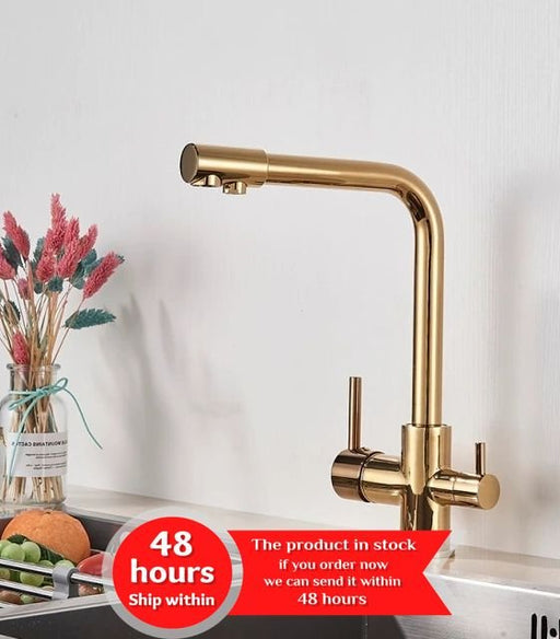 MIRODEMI® Golden Brass Purified Water Kitchen Faucet and Pure Water Filter Mixer Tap image | luxury furniture | home decor