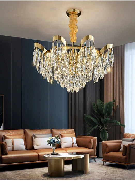 MIRODEMI® Modern gold crystal ceiling chandelier for living room, dining room, bedroom