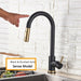 MIRODEMI® Gold/Black Smart Touch Kitchen Faucet Poll Out Sensor 360 Rotation Crane Black Gold Sense