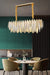 MIRODEMI® Smoky gray/Gold/Blue Frosted Glass Rectangle Crystal Chandelier Gold / L37.4*W9.8*H13.8" / Warm white, dimmable