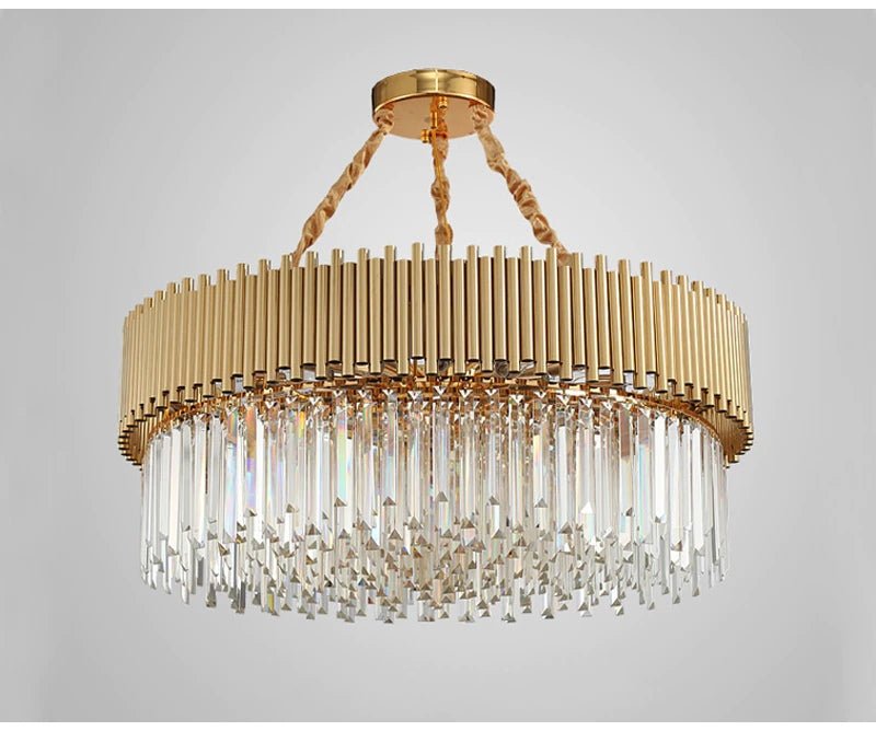 MIRODEMI® Gold round crystal ceiling chandelier for living room, dining room, bedroom