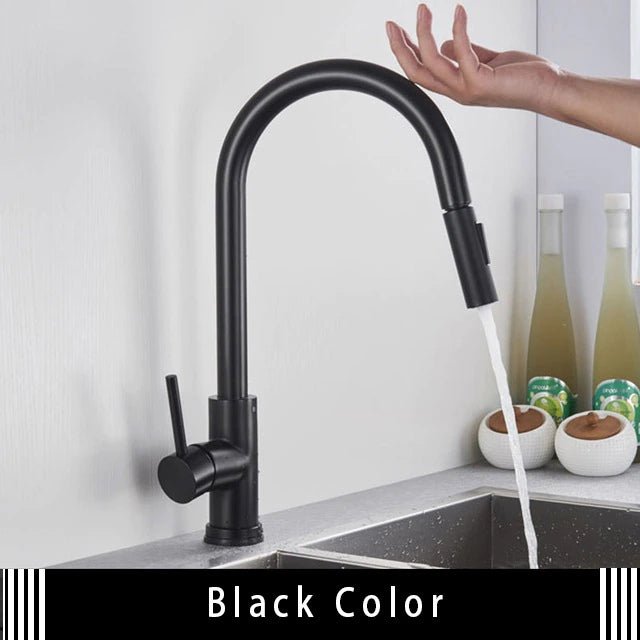 MIRODEMI® Black/Brushed nickel Kitchen Faucet Smart Touch Induction Sensitive Mixer Tap Black