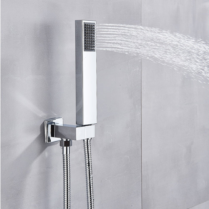MIRODEMI® Chrome Waterfall Shower Faucet Set Wall Mounted Mixer Tap With Handshower