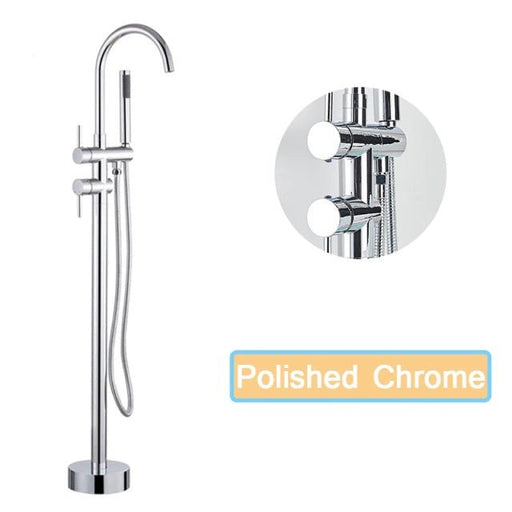MIRODEMI® Chrome Floor Mounted Bathtub Faucet Freestanding Tub Mixer With Handshower
