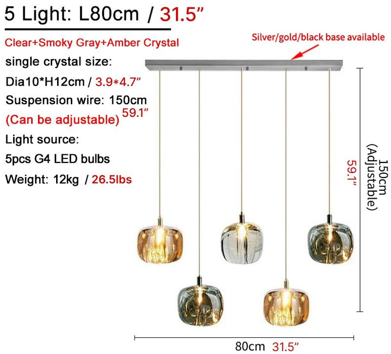 MIRODEMI® Amber/Smoky Grey/Clear Crystal Staircase Hanging Lamp For Stairwell