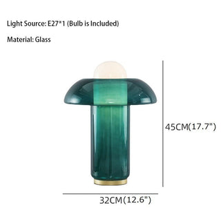 MIRODEMI® New Green Glass LED Light Modern Mushroom Table Lamp