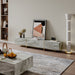 Glossy Stone TV Console with 4 Pinewood Drawers