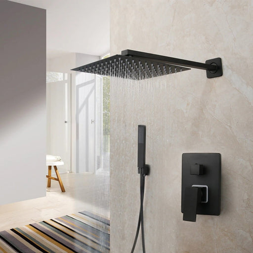 MIRODEMI® Black LED Light Shower Head Wall Mounted Embedded Box Control Valve