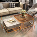 Gold/Black Nordic Coffee Table For Living Room Gold Shelf White + Brown Glass