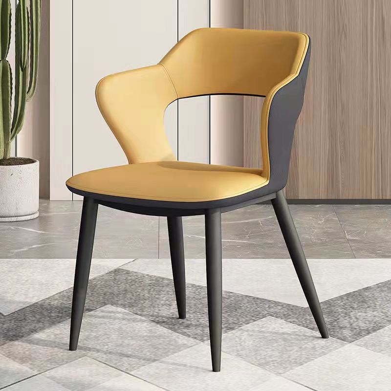 Desk chair with microfiber leather and carbon steel, minimalist modern