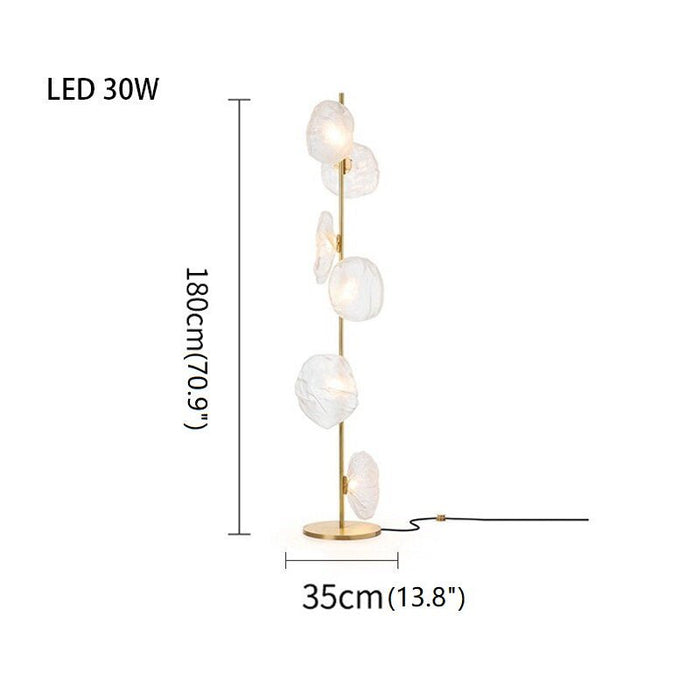 MIRODEMI® Artistic Cloud Glass LED Floor and Table Lamp Warm light / Clear-Gold / 6 Lights - H70.9"