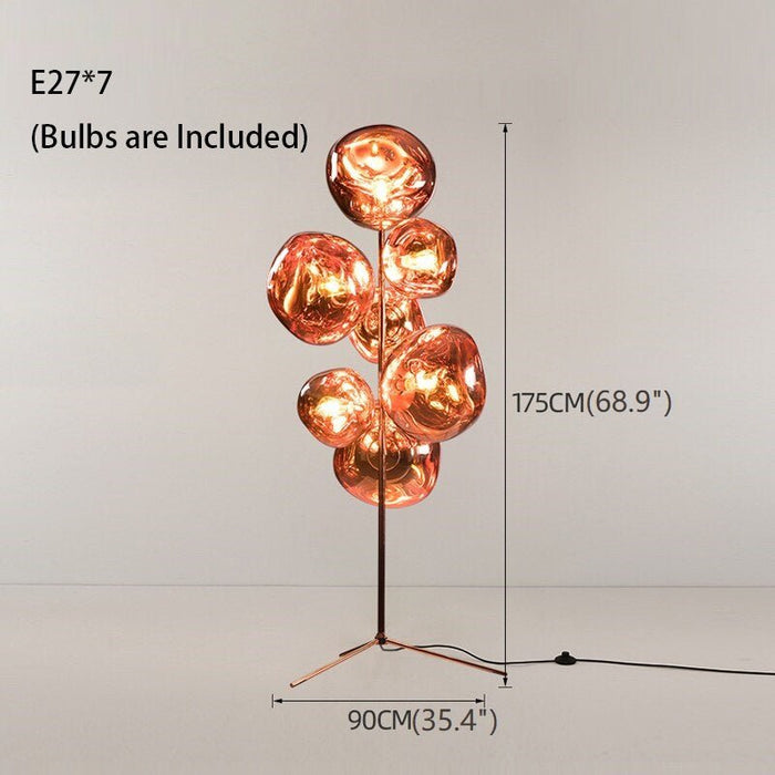 MIRODEMI® Lava Stone LED Lights Dimmable Home Decoration Floor Lamp Warm light, Non-dimmable / Rose Gold / Dia35.4*H68.9"