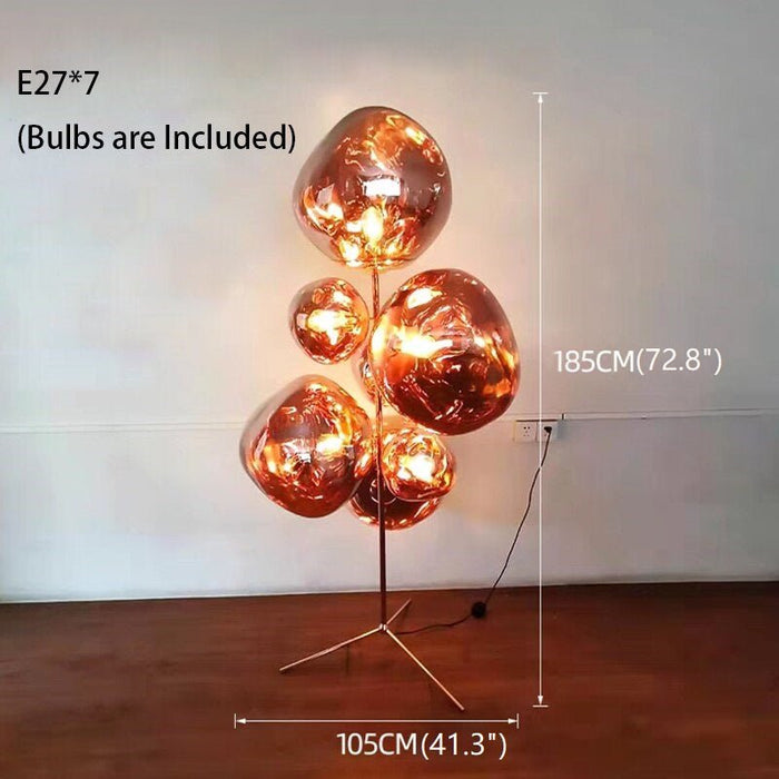 MIRODEMI® Lava Stone LED Lights Dimmable Home Decoration Floor Lamp Warm light, Non-dimmable / Rose Gold / Dia41.3*H72.8"