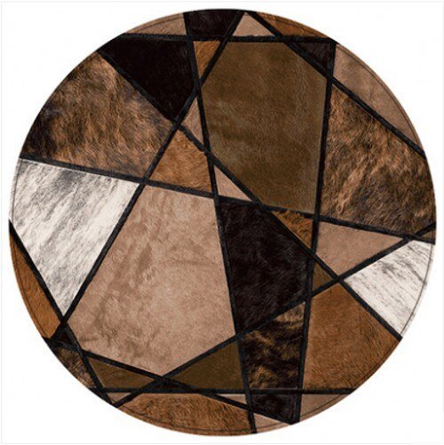 American style Round shaped handmade cowhide skin fur patchwork rug 2 / 3'3"x3'3" (100x100cm)