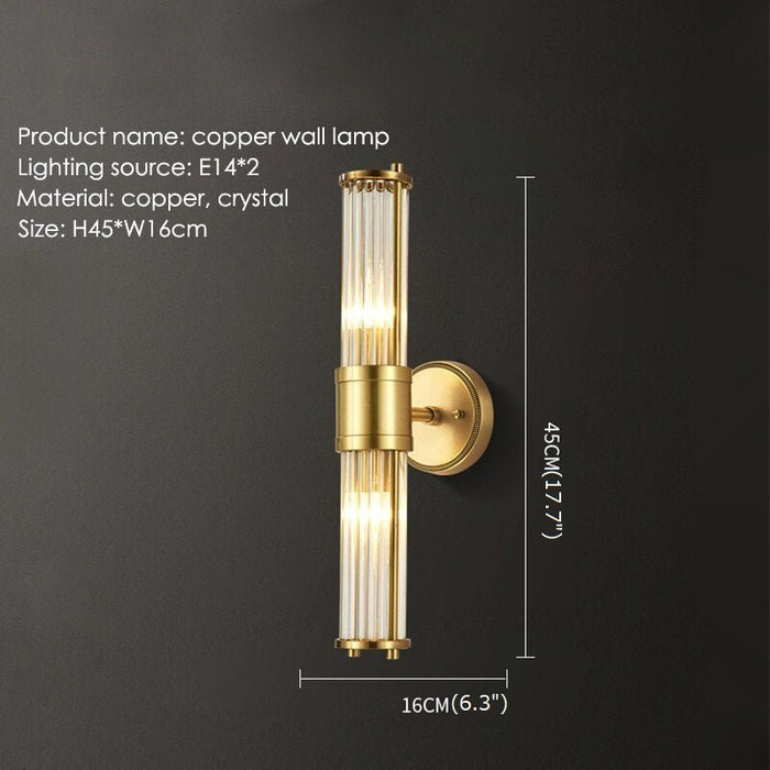 MIRODEMI® Copper Wall Mount Sconce for Bedroom, Living Room, Hallway Warm light / W6.3*H17.7"
