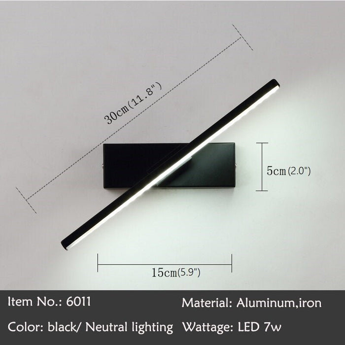 MIRODEMI® Black/White Iron Adjustable LED Wall Sconce for Bedroom, Living Room Neutral light / Black / Line