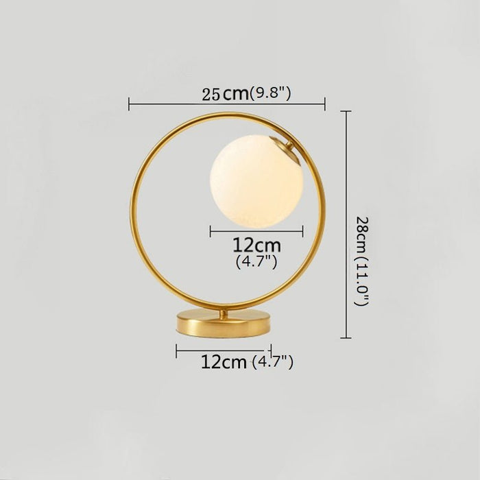 MIRODEMI® Modern Brass Glass Round Ring LED Bedside Reading Table Lamp Warm light / C - Dia9.8*H11.0"