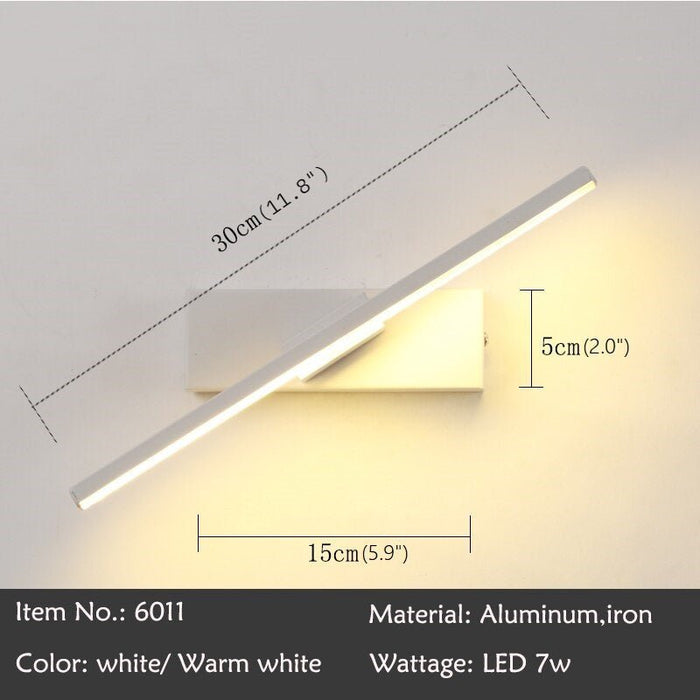 MIRODEMI® Black/White Iron Adjustable LED Wall Sconce for Bedroom, Living Room Warm light / White / Line