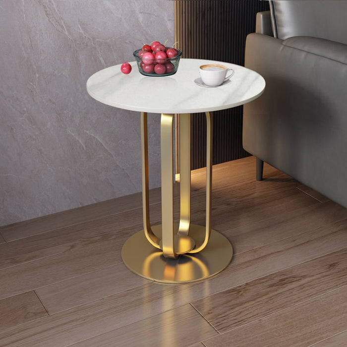 Golden Small European-style Coffee Table White / Dia15.7*H21.7"