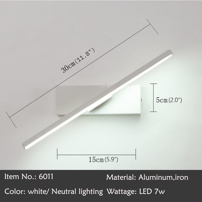 MIRODEMI® Black/White Iron Adjustable LED Wall Sconce for Bedroom, Living Room Neutral light / White / Line
