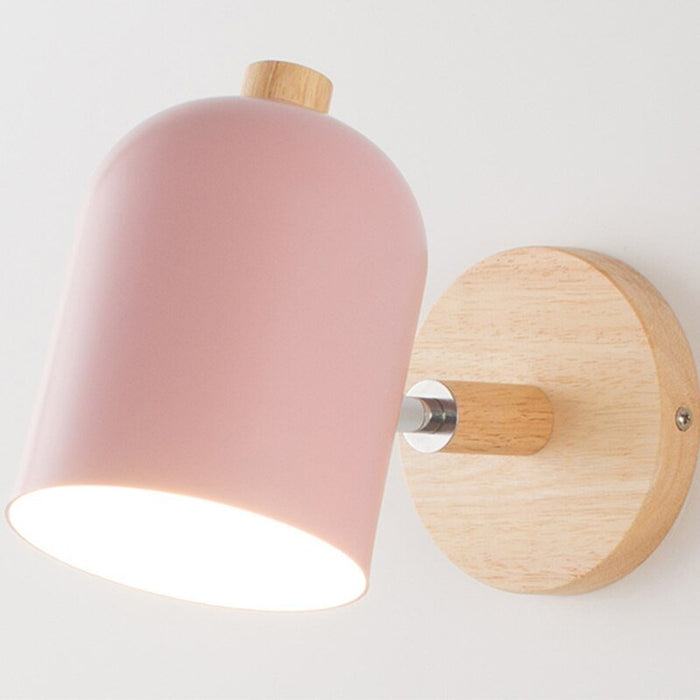 MIRODEMI® Nordic Wooden 6 Color Macaroon Steering Head Wall Sconce Pink