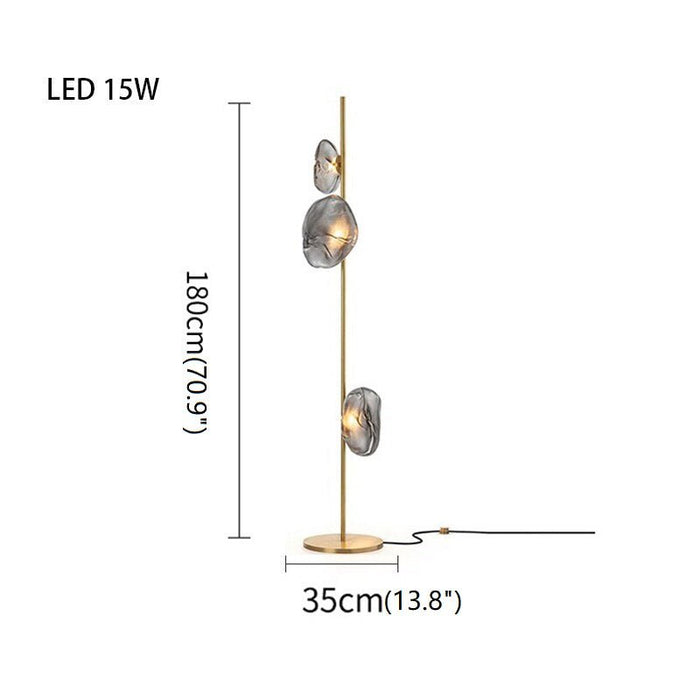MIRODEMI® Artistic Cloud Glass LED Floor and Table Lamp Warm light / Gray-Gold / 3 Lights - H70.9"