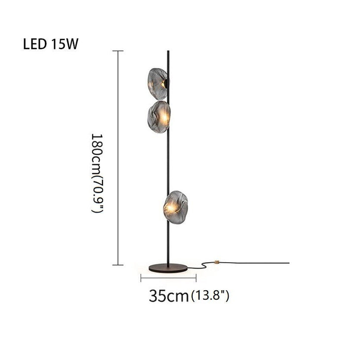 MIRODEMI® Artistic Cloud Glass LED Floor and Table Lamp Warm light / Gray-Black / 3 Lights - H70.9"