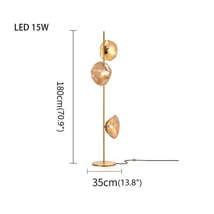 MIRODEMI® Artistic Cloud Glass LED Floor and Table Lamp Warm light / Amber-Gold / 3 Lights - H70.9"