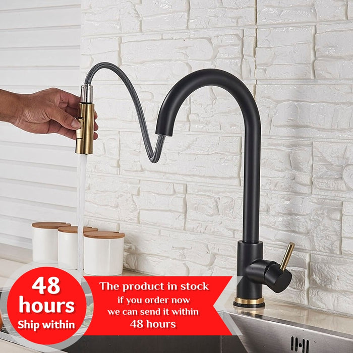 MIRODEMI® Black Smart Touch Kitchen Faucet Poll 360 Rotation Crane Gold A
