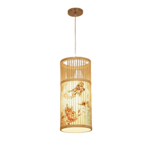 MIRODEMI® Creative Drum Japanese Chandelier made of Bamboo and Silk for Bedroom image | luxury furniture | japanese wall lamp