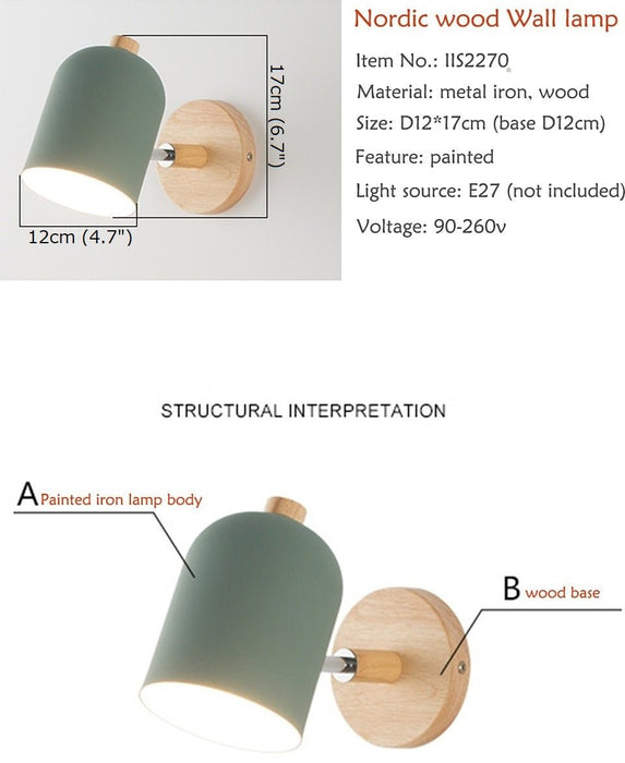 MIRODEMI® Nordic Wooden 6 Color Macaroon Steering Head Wall Sconce