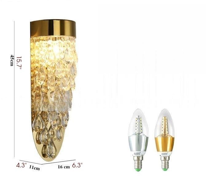 MIRODEMI® Modern Crystal Wall Lamp of Stainless Steel for Living Room, Bedroom