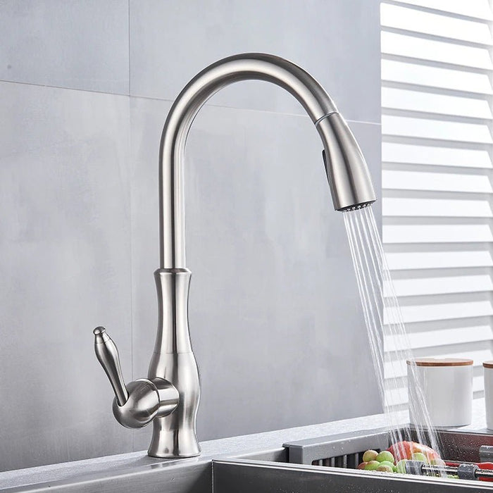 MIRODEMI® Brushed Nickel Kitchen Faucet Pull Out Single Handle Stream Sprayer