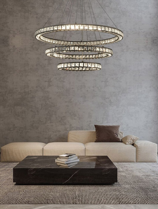 MIRODEMI® Ring design black crystal chandelier for living room, dining room, bedroom